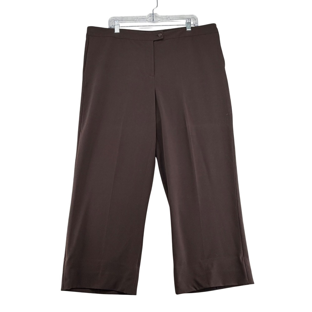 Maggie Barnes Wide Leg Crop Trousers Women 4 Petite Chocolate Brown Stretch